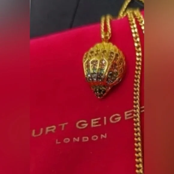 Kurt Geiger Pave Eagle Necklace  gold chain & multicolored dust bag, gift boxNWT - Picture 7 of 11